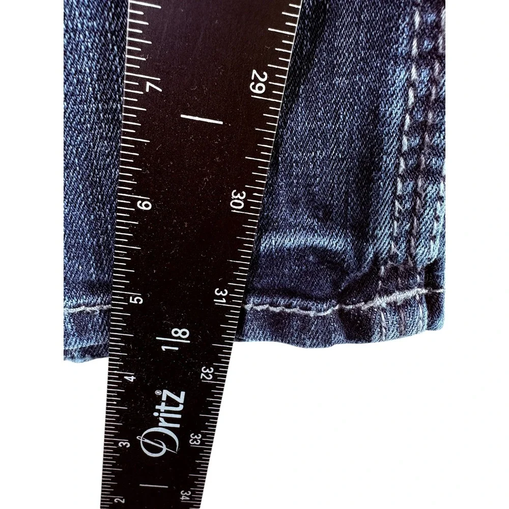 BKE Jake Jeans Mens 34R Blue Distressed Bootcut Grunge Denim Western Cowboy